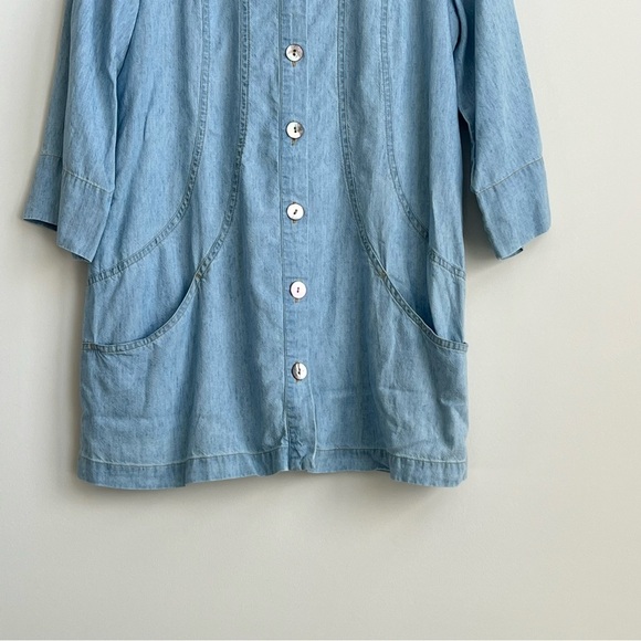 Soft Surroundings Small Rendezvous Tunic Top Light Denim Linen Chambray Pockets - Picture 4 of 12